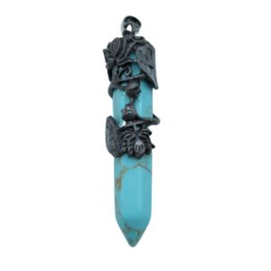 Icicle Pendant / Floral Vine / Lt Blue Syn Howlite - 55mm