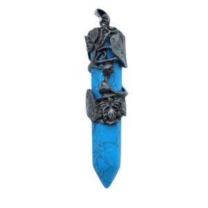 Icicle Pendant / Floral Vine / Blue Syn Howlite - 55mm
