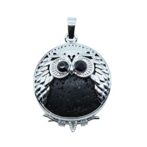 Owl Pendant / Lava Stone - 30mm