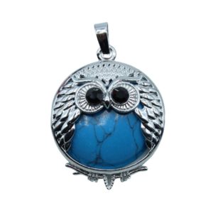 Owl Pendant / Syn Blue Howlite - 30mm