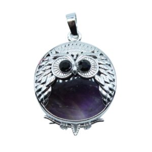 Owl Pendant / Amethyst - 30mm