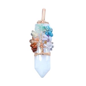 Icicle Pendant / Tree Of Life / Agate / Mix Gems - 55mm
