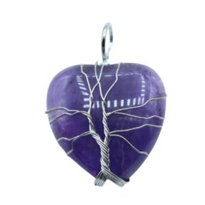 Heart Pendant / Tree Of Life / Amethyst - 30mm