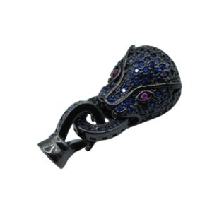 Crystal Panther Clasp - 26mm - Gun Metal - Sapphire