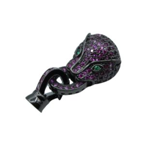 Crystal Panther Clasp - 26mm - Gun Metal - Fuchsia