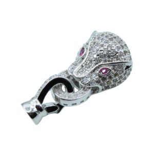 Crystal Panther Clasp - 26mm - Antique Silver - Clear