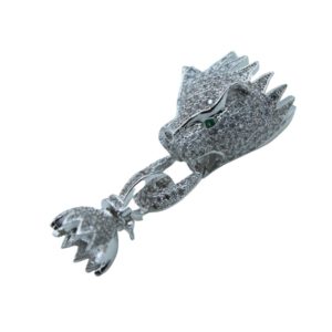 Crystal Panther Clasp - 48mm - Antique Silver - Clear