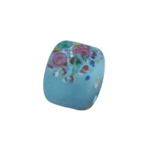 Czech Frosted Floral Barrel – 11mm - Aqua