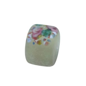 Czech Frosted Floral Barrel – 11mm - Beige