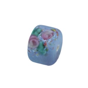 Czech Frosted Floral Barrel – 11mm - Lt Sapphire