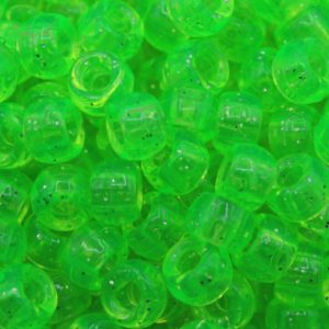 Pony Beads - 9mm - Green Light - Glitter