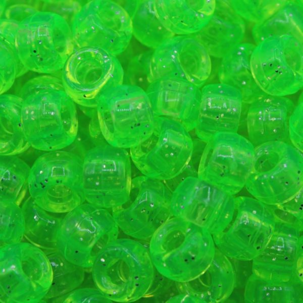 Pony Beads 9mm Green Light Glitter Bead, Trimming & Craft Co