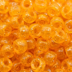 Pony Beads - 9mm - Orange - Glitter