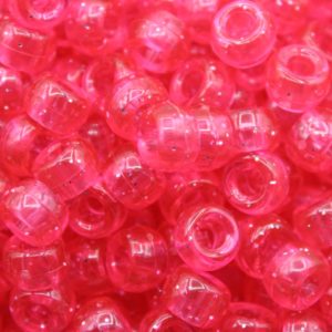 Pony Beads - 9mm - Pink - Glitter