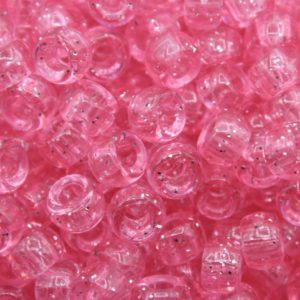 Pony Beads - 9mm - Pink Light - Glitter