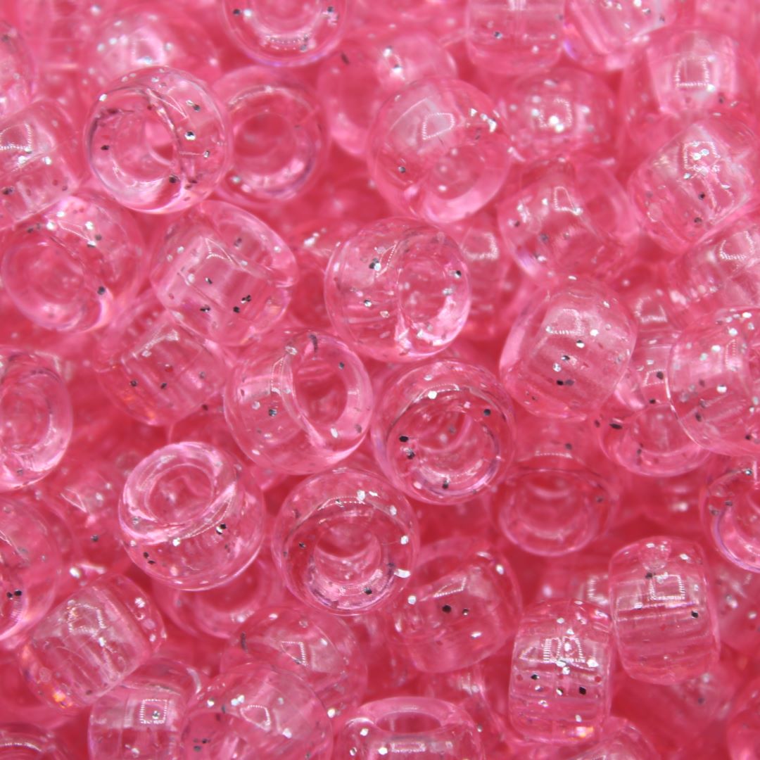 Pony Beads 9mm Pink Light Glitter Bead, Trimming & Craft Co