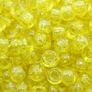 Pony Beads - 9mm - Yellow - Glitter