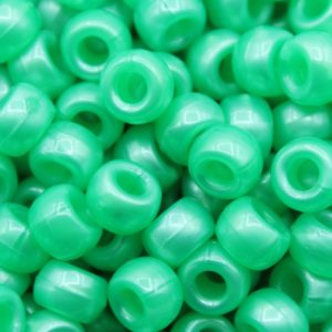Pony Beads - 9mm - Green - Pearl