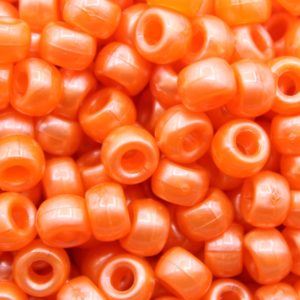 Pony Beads - 9mm - Orange - Pearl