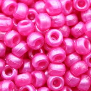 Pony Beads - 9mm - Pink - Pearl