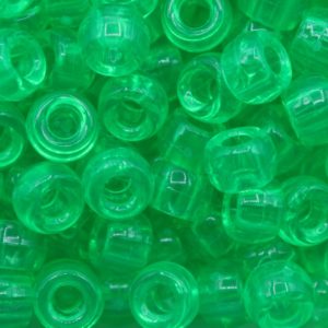 Pony Beads - 9mm - Green - Transparent