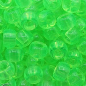 Pony Beads - 9mm - Green Light - Transparent