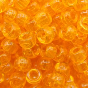 Pony Beads - 9mm - Orange - Transparent