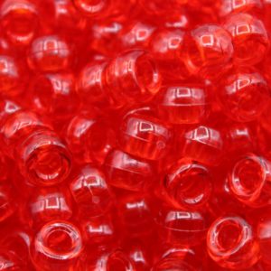 Pony Beads - 9mm - Red - Transparent