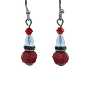 Mini Christmas Elf Earrings - Dk Red Coral - 20mm