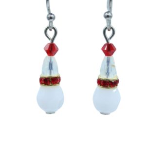 Mini Christmas Elf Earrings - White Alabaster - 20mm