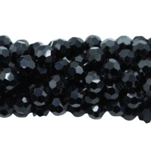 4mm – Round Faceted – Jet – 35cm Strand