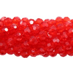 4mm – Round Faceted – Light Siam – 35cm Strand