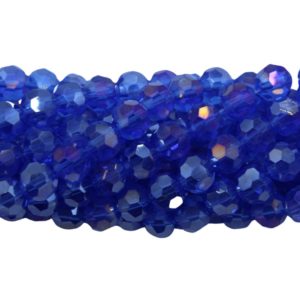 4mm – Round Faceted – Sapphire AB – 35cm Strand