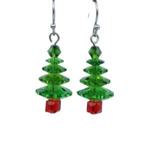Crystal Christmas Tree Earring - Med - Fern Green