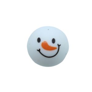 Silicone Round Bead - 15mm - Snowman Head