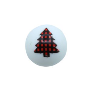 Silicone Round Bead - 15mm - Christmas Tree - A