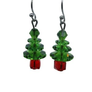 Crystal Christmas Tree Earring - Small - Fern Green