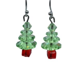 Crystal Christmas Tree Earring - Small - Peridot