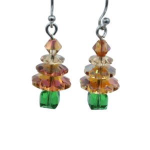 Crystal Christmas Tree Earring - Small - Copper *