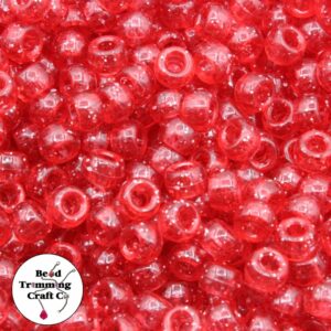 Pony Beads - 9mm - Red Light - Glitter