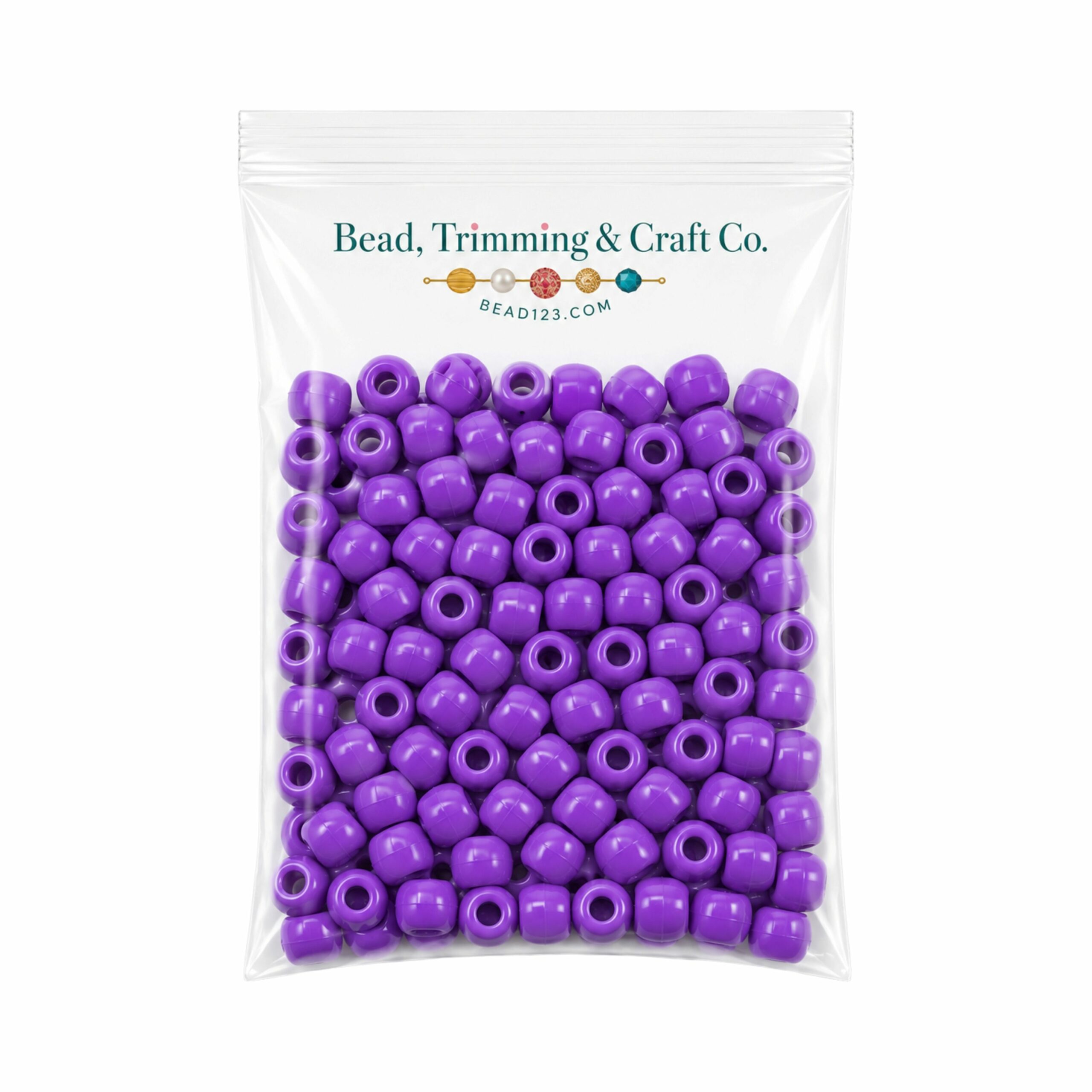 Pony Beads - 9mm - Purple - Opaque - 100 Pieces