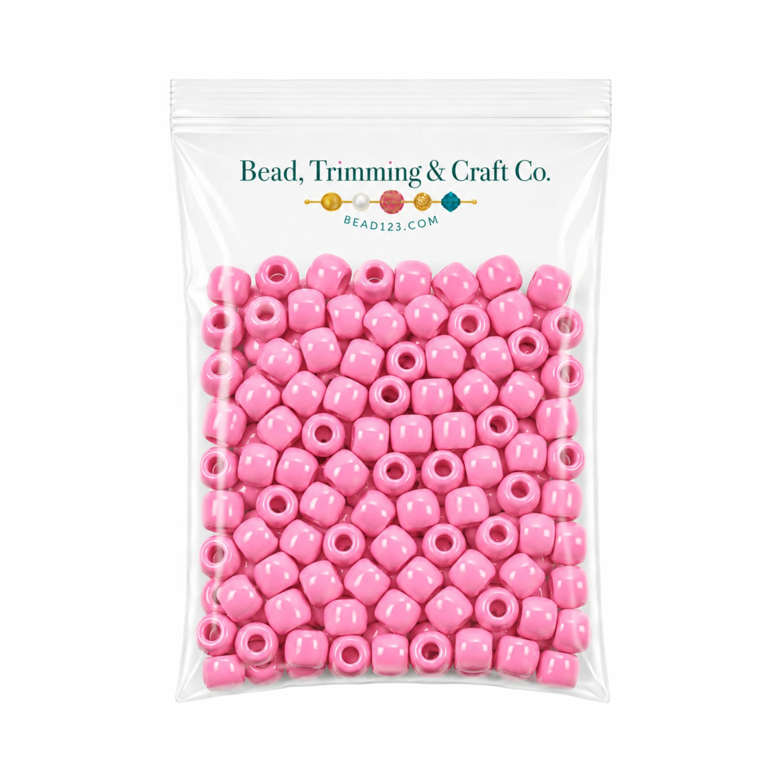 Pony Beads - 9mm - Pink Light - Opaque - 500 Grams - 2000 Pieces