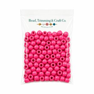 Pony Beads - 9mm - Pink Dark - Opaque - 100 Pieces