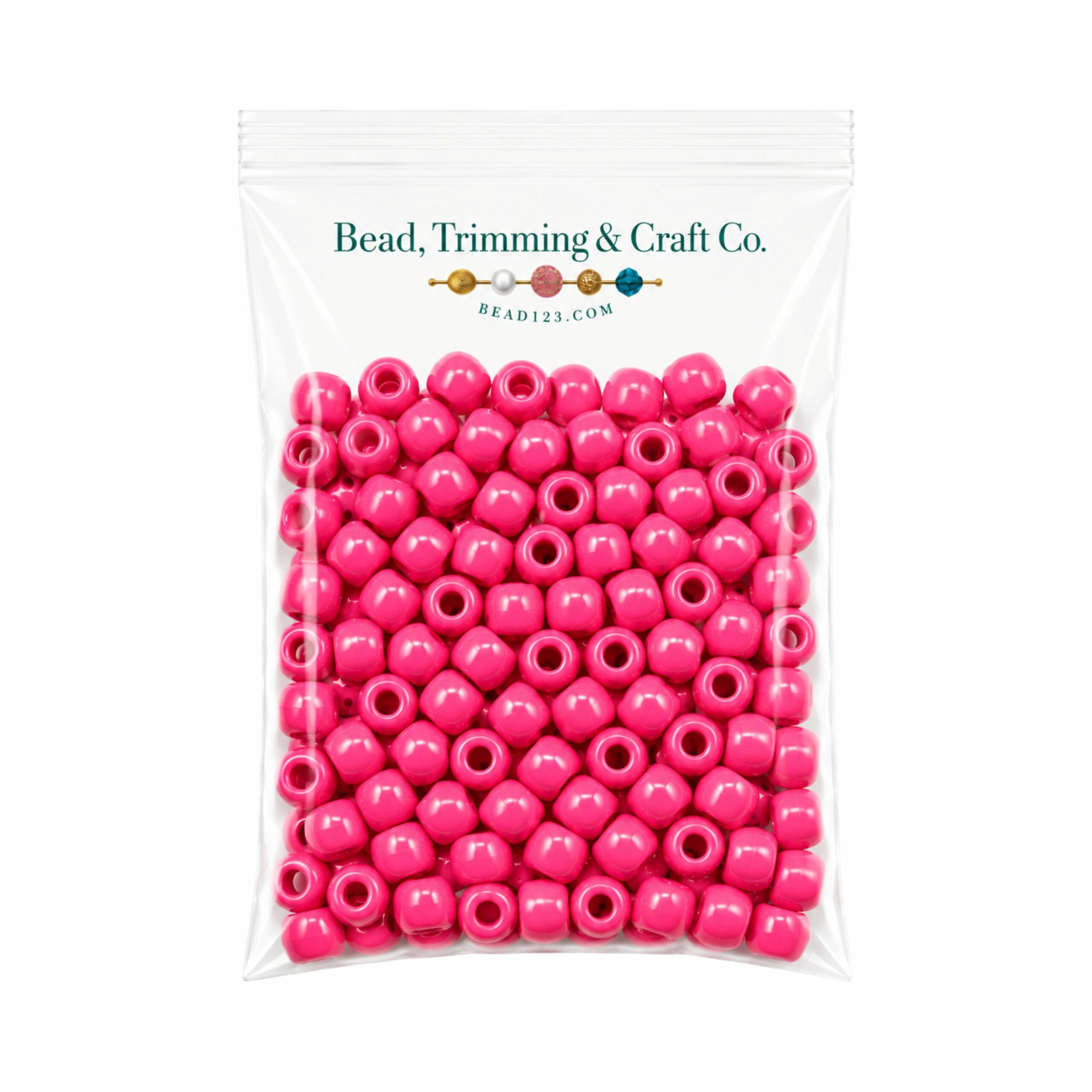 Pony Beads - 9mm - Pink Dark - Opaque - 500 Grams - 2000 Pieces