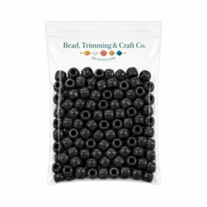 Pony Beads - 9mm - Black - Opaque - 100 Pieces