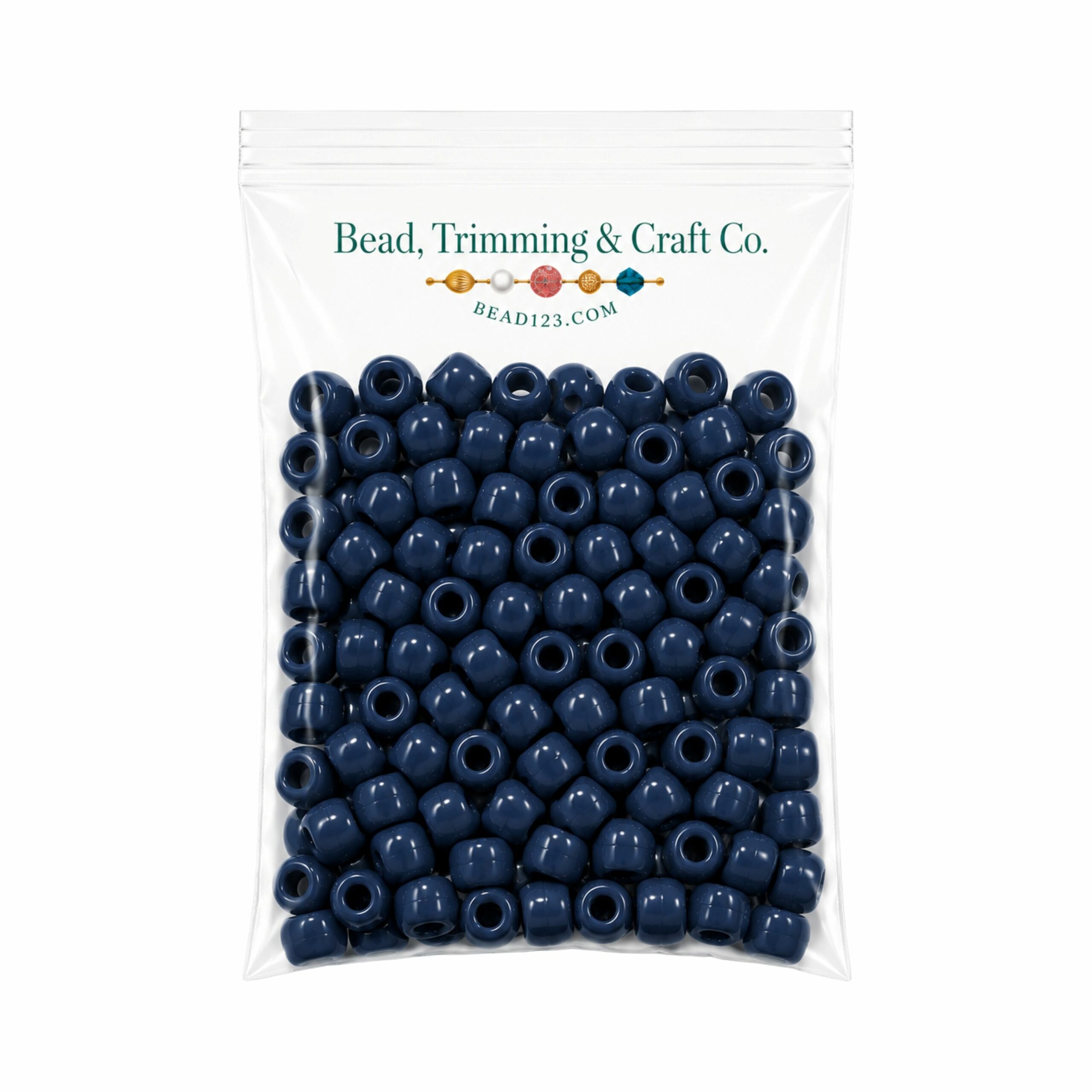 Pony Beads - 9mm - Blue Dark - Opaque - 100 Pieces