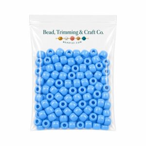 Pony Beads - 9mm - Blue Light - Opaque - 100 Pieces