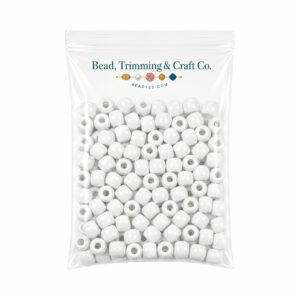 Pony Beads - 9mm - White - Opaque - 100 Pieces