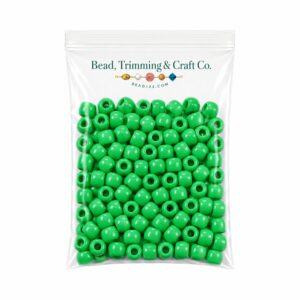Pony Beads - 9mm - Green - Opaque - 100 Pieces