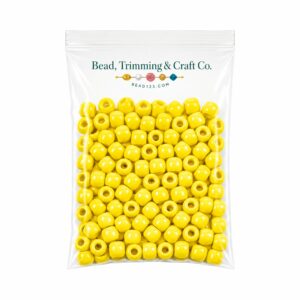 Pony Beads - 9mm - Yellow - Opaque - 100 Pieces